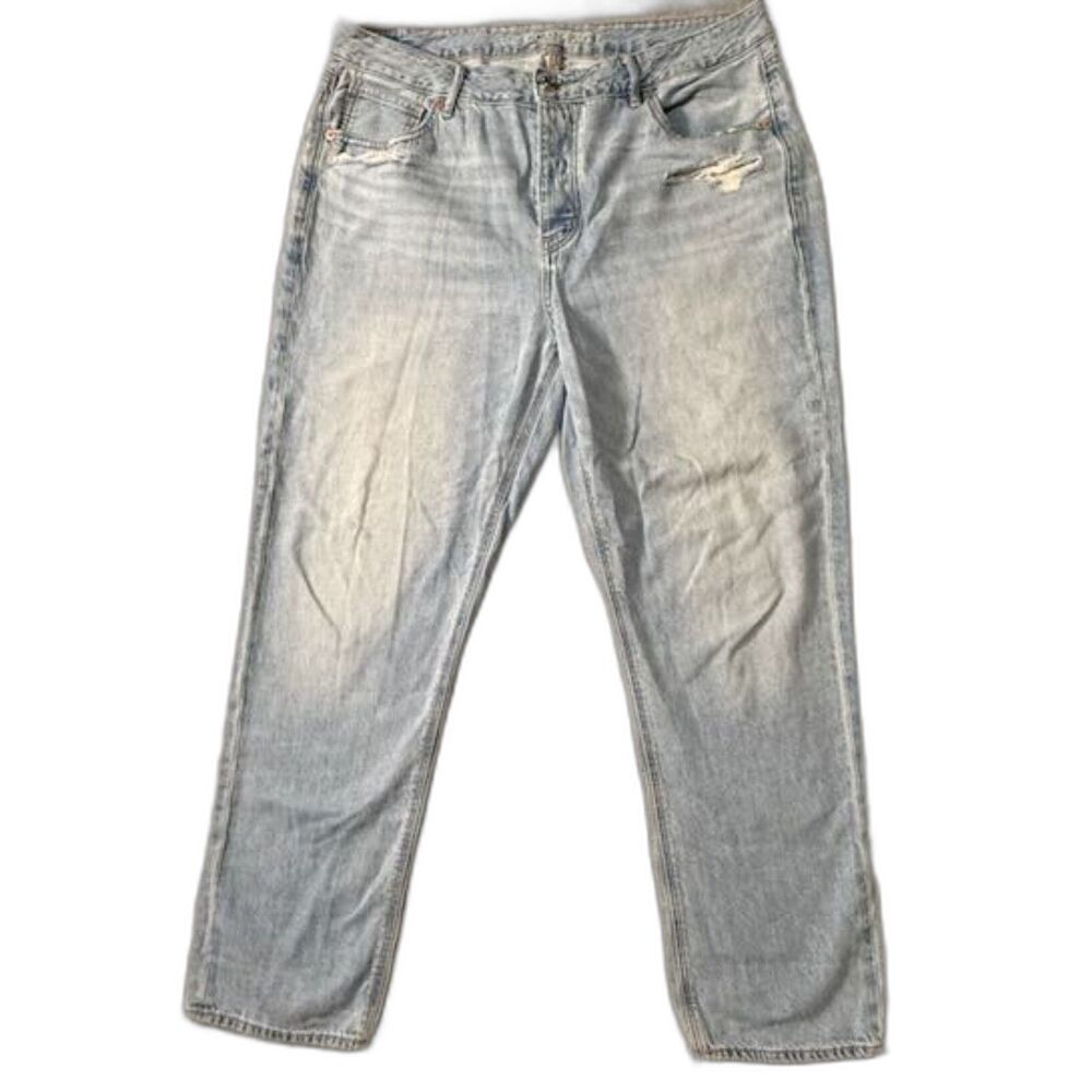 American Eagle Tomboy Jeans Women's 14 Regular Light Wash Straight Mom Denim